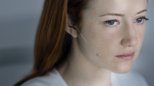 Andrea Riseborough, patiently waiting for the next take!