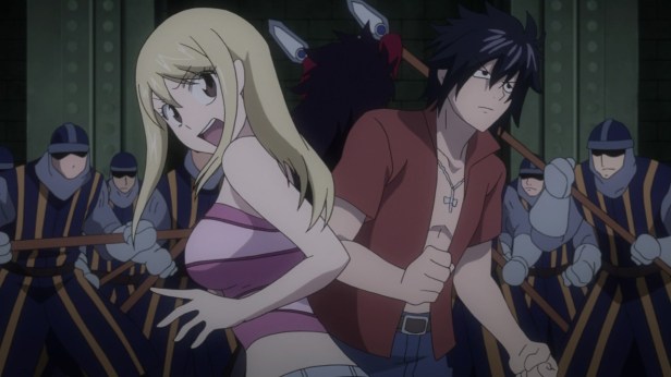 That awkward moment when Gray is actually wearing clothes.